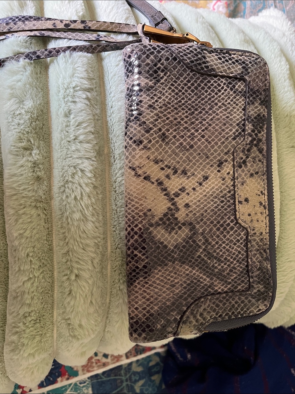 Aimee Kestenberg Snake-Print Wristlet Clutch in Gray and Blue